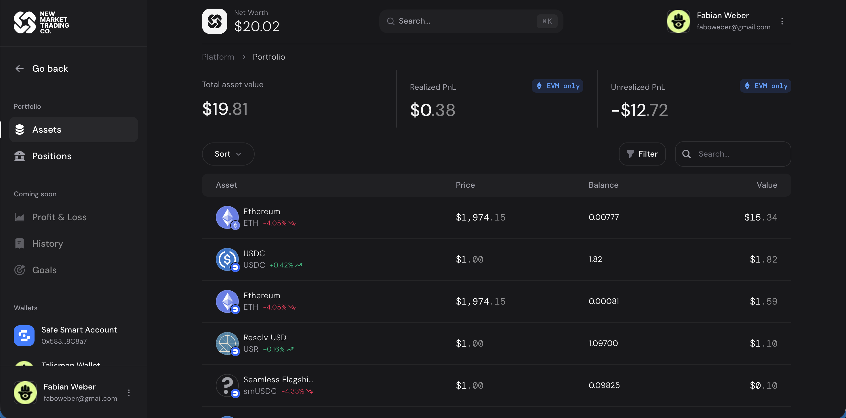 Portfolio assets view